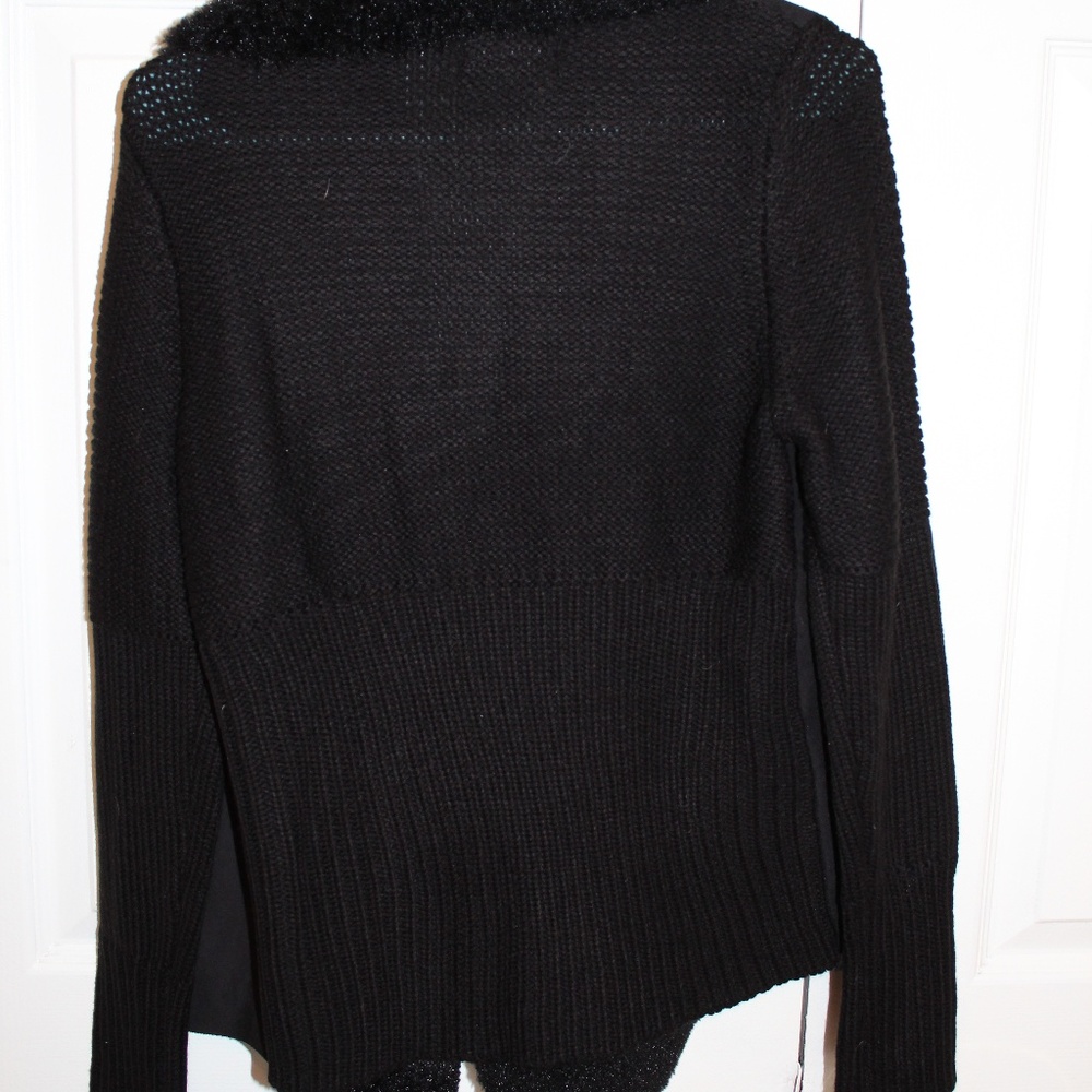 faux leather cardigan